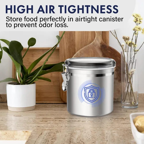 Miniatura 5 de ENLOY Recipiente hermético de acero inoxidable de 165 onzas para cocina, recipientes metálicos grandes para almacenamiento de alimentos para harina