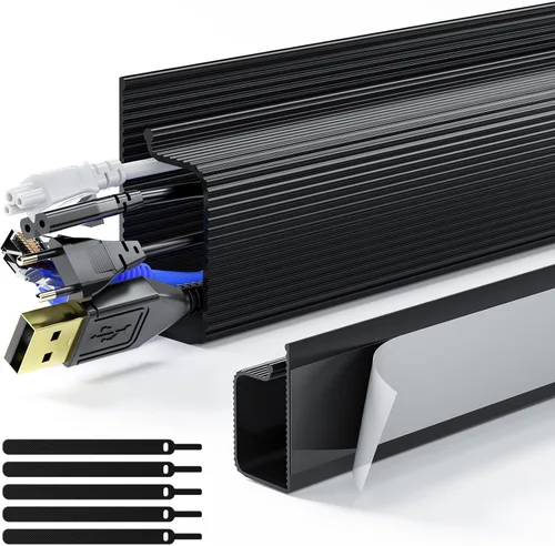 Miniatura 14 de Delamu Paquete de 2 organizadores de cables debajo del escritorio, organización de cables ordenada segura debajo de los escritorios para oficina