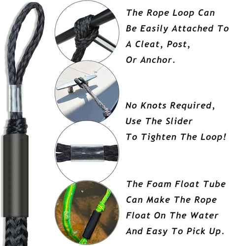 Miniatura 3 de Líneas de defensa de 2.5 pies, 2 piezas, líneas elásticas premium para barco con clip de acero inoxidable 316 para parachoques de barco/defensa