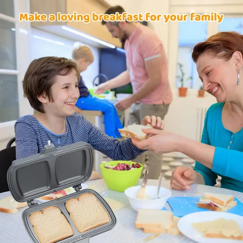 Miniatura 4 de Sartén de doble cara, sartén para hornear sándwich, sartén de aluminio con tapa abatible antiadherente, sartén de doble cara para panqueques