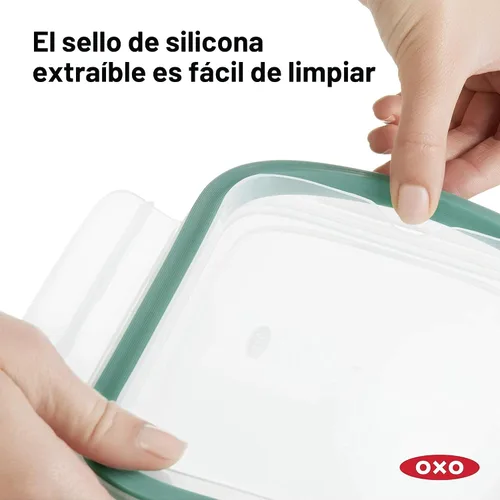 Miniatura 4 de OXO Recipiente de vidrio rectangular para almacenamiento de alimentos, 8 tazas, transparente
