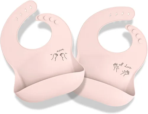 Miniatura 8 de APLAINR Babero de lenguaje de señas para bebé, baberos de silicona para bebés, gráficos ASL, atrapador de alimentos, ajustable, impermeable, suave