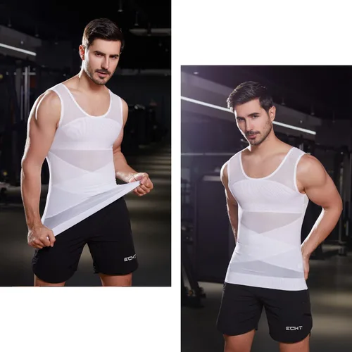 Miniatura 3 de ISUP Mens Compression Shirt Slimming Undershirt Shapewear Body Shaper Chest Compression Tummy Control Tank Top