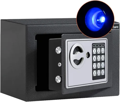 Miniatura 13 de JUGREAT Caja fuerte, caja fuerte electrónica de seguridad digital con luz de inducción, construcción de acero oculta con cerradura, diseño de Negro