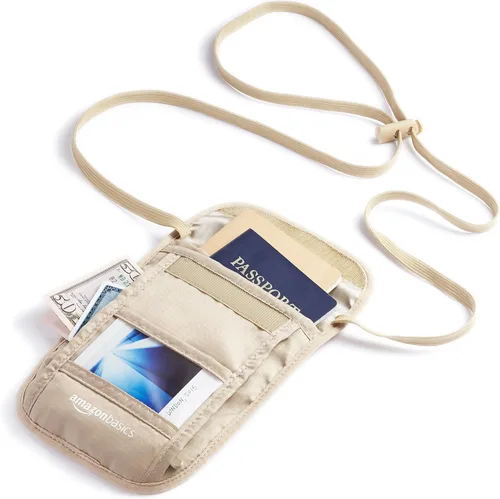 Miniatura 3 de Tienda Basics Cartera con soporte para pasaporte con cuello de viaje RFID, Caqui, Casual