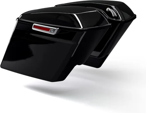 Miniatura 4 de TCT-MOTORPARTS - Alforjas rígidas extensas de 5 pulgadas con pestillos cromados, color negro vívido Negro vivo con cierres cromados