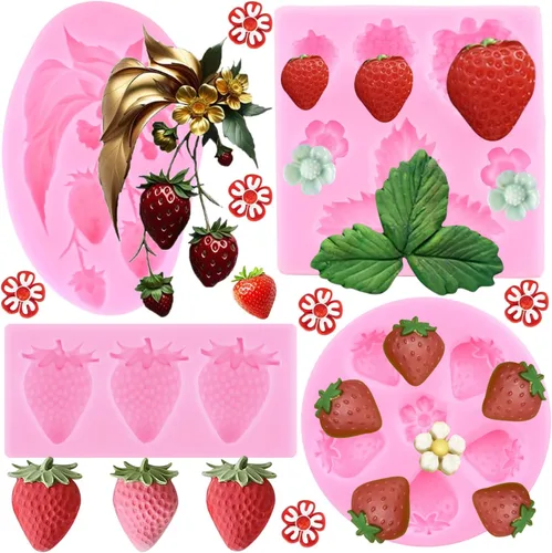 Miniatura 10 de ZiXiang Molde de silicona de fresa, hojas de fresa, moldes de fondant para decoración de pasteles de frutas, decoración de cupcakes, arcilla Estilo a
