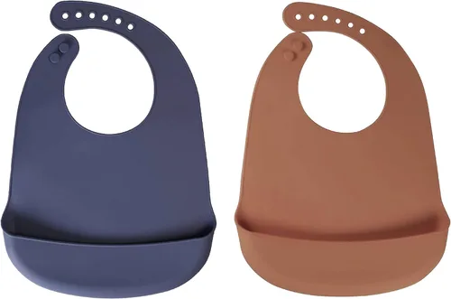 Miniatura 11 de Baberos de silicona para bebés, babero impermeable sin BPA con bolsillo, apto para lavavajillas con recogedor de alimentos