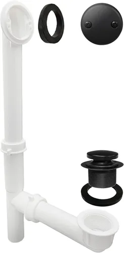 Westbrass 593244-62 Kit de Desagüe de Bañera Tubular Tip Toe Blanco de 1-1/2", Negro Mate, Paquete de 1