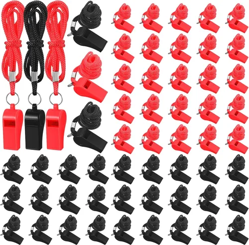 Miniatura 12 de Honoson Silbato para adultos con cordón de seguridad de plástico silbato de emergencia de supervivencia fuerte para salvavidas entrenadores Azul