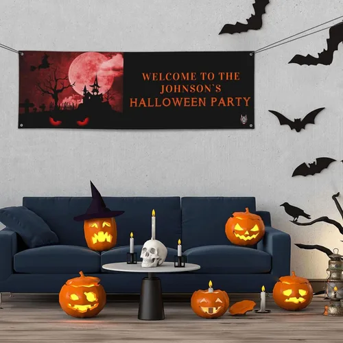 Miniatura 19 de Cartel personalizado de Feliz Halloween para fiesta, añade tu texto en la pancarta, decoraciones de Halloween personalizadas para interiores