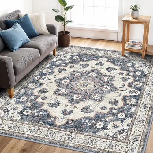 Miniatura 54 de Alfombra lavable de 2 x 3 pies para entrada: alfombras vintage con respaldo antideslizante para cocina, baño, alfombra resistente al agua