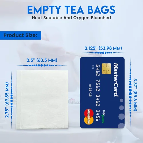 Miniatura 3 de 100 bolsas de té vacías de 2.5 x 2.75 pulgadas, compostables, blancas, estos infusor de té termosellables para hierbas de té sueltas son bolsas