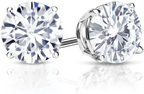 Miniatura 46 de Gem Stone King Aretes de plata de ley 925 con piedra natal redonda de 0.276 in para mujer