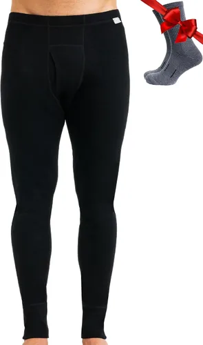 Capa base de lana merino para hombre Pantalones 100% lana merino pesados, peso medio, ropa interior térmica Lite pantalones largos y calcetines