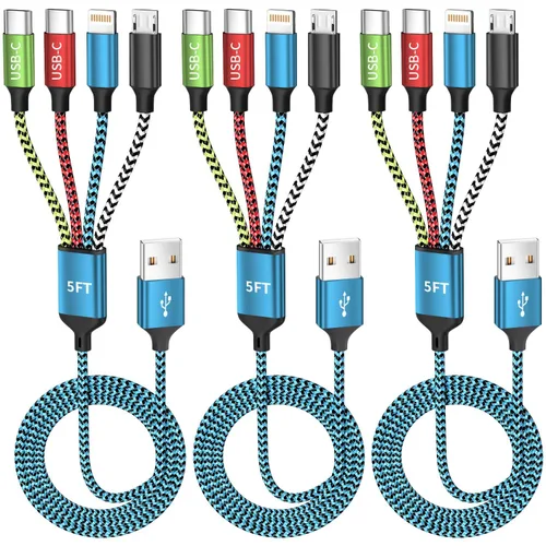 Miniatura 16 de Cable USB C múltiple [2 unidades, 4 pies], cable de carga 3 en 1 para múltiples dispositivos, cables de carga trenzados, cable de carga de teléfono