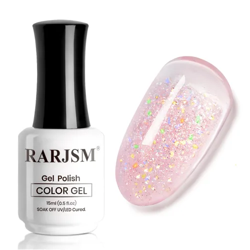 Miniatura 18 de RARJSM Esmalte de uñas de gel con purpurina de nieve, diamante brillante, gel de uñas de color blanco lechoso con pigmentos plateados y brillantes