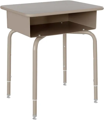 Flash Furniture Billie - Escritorio para estudiantes – Escritorio escolar de granito gris – Marco de metal plateado – 24 pulgadas de ancho x 18