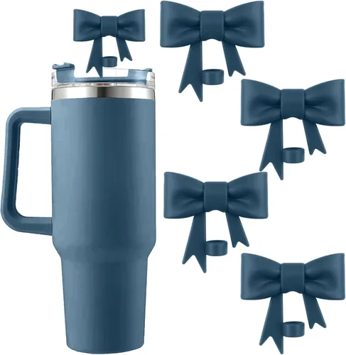 Miniatura 11 de 6 piezas de cubiertas de pajita de silicona para vasos Stanley de 40/30 oz 10 mm (0.4 pulg) cubiertas de pajita a prueba de polvo con diseño