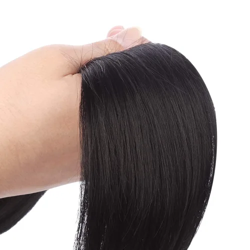Miniatura 5 de SEIKEA Extensión de cola de caballo con clip alrededor del cabello lacio para mujer (12 pulgadas, negro)