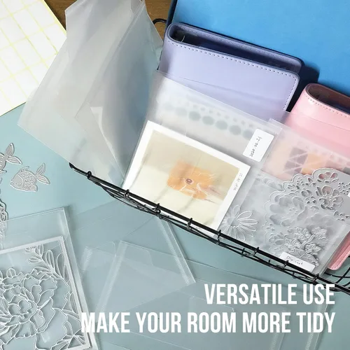 Miniatura 6 de Paquete de 60 sobres de plástico transparente de 5 x 7 pulgadas para efectivo, fotos, documentos de papel, almacenamiento de tarjetas, soporte