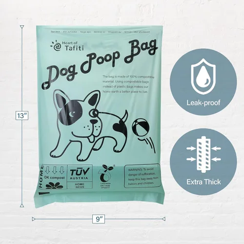 Miniatura 4 de Home Bolsas compostables para excrementos de perro, bolsas de basura de perros a base de plantas, extragruesas y a prueba de fugas, bolsas planas