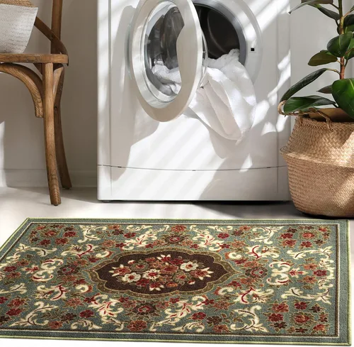 Miniatura 15 de Antep Rugs - Alfombras antideslizantes (no se desliza) 2 x 4 con respaldo de goma con diseño floral moderno de bajo perfil para cocina