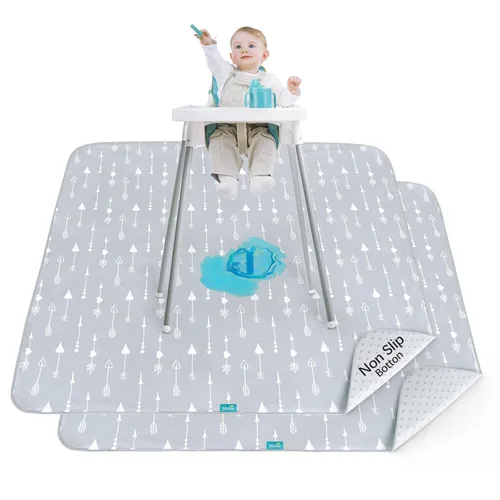 Miniatura 11 de Paquete de 2 alfombrillas para debajo de la silla alta, artes, manualidades y desorden alimentario, impermeable, para el tiempo de juego del bebé