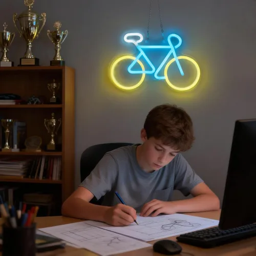 Miniatura 6 de Letreros de neón para bicicleta para decoración de pared, luces de neón para dormitorio, luz de pared de neón adecuada para sala de estar, oficina