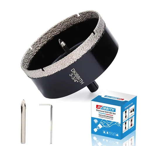 Miniatura 30 de DKIBBITH Juego de brocas de diamante de 5/8" con broca piloto - Paquete de 2 brocas de diamante de 5/8" con punta de diamante para agujeros