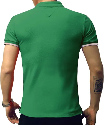 Miniatura 3 de LOGEEYAR - Polo de piqué para hombre manga corta ajustado de algodón