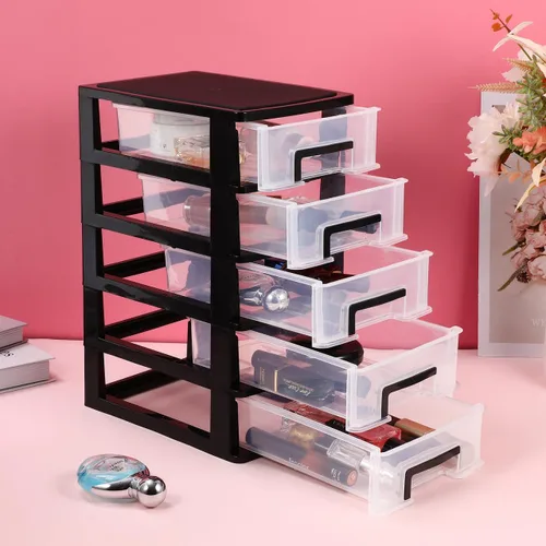 Miniatura 2 de Toddmomy Gabinete de almacenamiento de plástico de 5 niveles, organizador portátil de escritorio, caja de almacenamiento para oficina, estudio