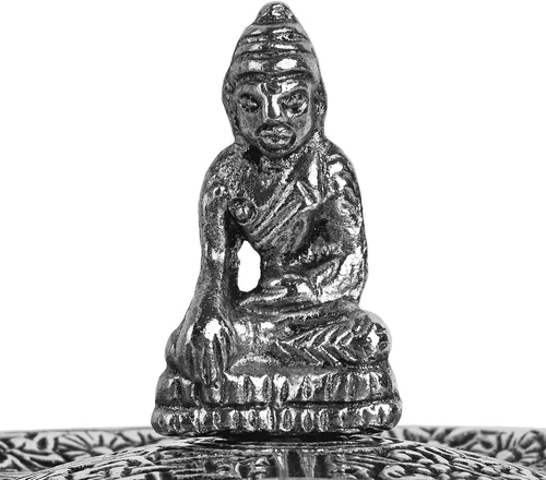 Miniatura 5 de Incense Garden Soporte para quemador de incienso tibetano, aluminio reciclado para conos de incienso, 4 pulgadas