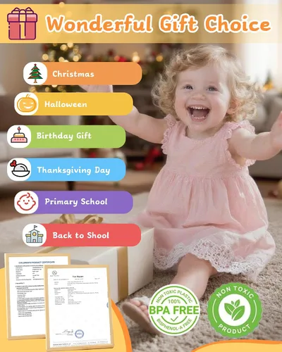 Miniatura 6 de Biottro Montessori - Juguetes para niños de 3, 4, 5 años, 5 en 1, juguete educativo de aprendizaje para niños y niñas, cuentas apilables a juego