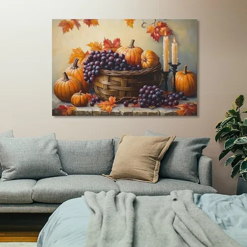 Miniatura 7 de Arte De Pared De Calabaza, Lienzo De Otoño, Cocina, Comedor, Decoración De Pared, Pintura De Hojas De Arce, Cosecha De Acción De Gracias Wall Art