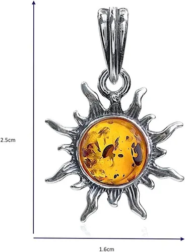 Miniatura 3 de Ian and Valeri Co. Colgante de sol pequeño de plata de ley ámbar, Ámbar, Ámbar