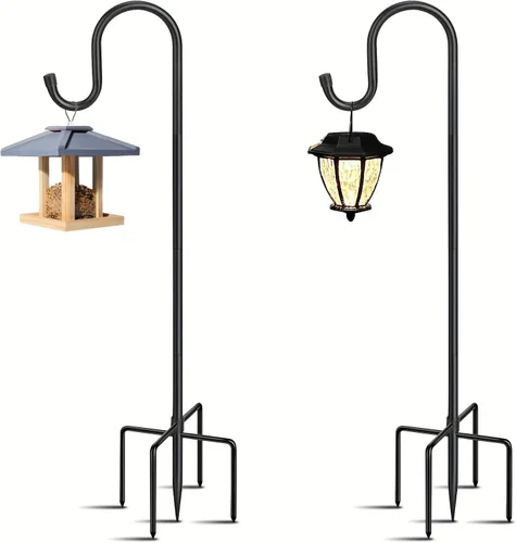 Miniatura 10 de Ganchos de pastor ajustables para exteriores con base de 5 puntas, ganchos de pastor para poste de soporte exterior para comedero de colibríes