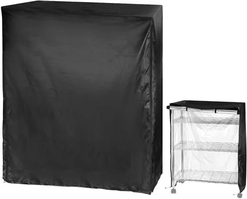 QWORK Funda para Estante de Alambre - 60"x24"x72", Tela Oxford, Mantiene el Estante Limpio, Para Hogar, Oficina, Almacenamiento y Garaje, Negro 1