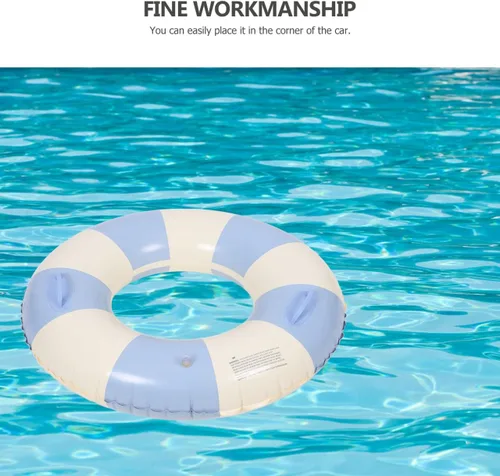 Miniatura 7 de Garneck Anillo de natación inflable de 32.3 pulgadas, diseño retro a rayas, flotante, flotadores de piscina con asas, anillos de PVC para adultos