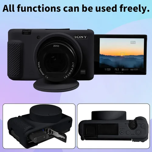 Miniatura 2 de Funda para cámara Sony ZV-1, ZV1, funda de silicona para cámara con tapa extraíble para lente digital Sony ZV 1, color negro