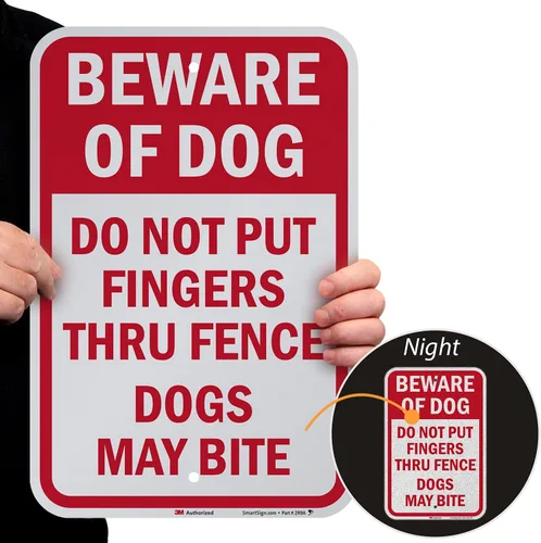 Miniatura 2 de SmartSign - K-9424-EG-12x18 "Cuidado con el perro - No pongas los dedos a través de la cerca, los perros pueden morder" 12 x 18 pulgadas 3M