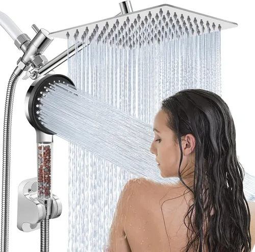 Miniatura 12 de Cabezal de ducha, cabezal de ducha de lluvia de 12 pulgadas con combo de rociador de mano y brazo de extensión ajustable, manguera de lluvia de alta
