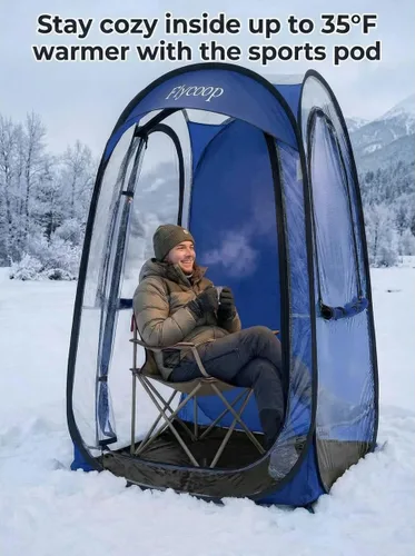 Miniatura 4 de Sports Tent Pop Up Shelter: Flycoop 37" L x 37" W x 63" H Weather Sports Pod for 1 Person Shelter in Winter Portable Camping Tents Outdoor Cold Azul