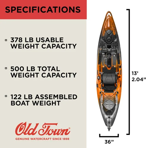 Miniatura 5 de Old Town Sportsman BigWater PDL 132 Solo Sit-on-Top Fishing Pedal Kayak, 13 ft 2.04 in