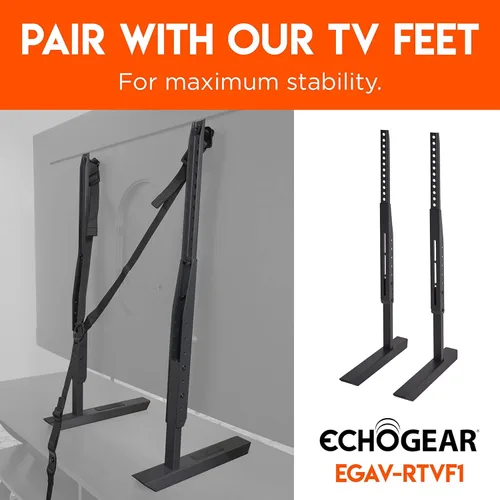 Miniatura 9 de ECHOGEAR Correas de seguridad para TV para televisores grandes – Anclajes antivuelco de servicio pesado para televisores de hasta 90” – Fijación a
