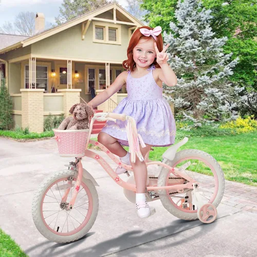 Miniatura 5 de Bixike Bicicleta estilo princesa para niñas con canasta para niños y niñas pequeñas de 2 a 13 años, bicicleta de 12, 14, 16, 18 pulgadas para niños