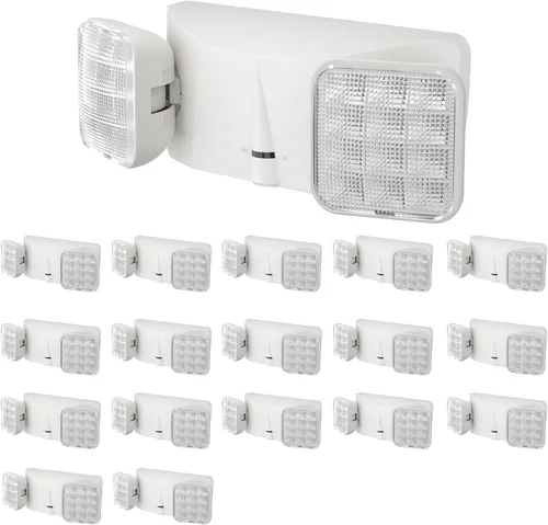 Miniatura 14 de SPECTSUN - Paquete de 2 luces LED de emergencia blancas, luz LED de emergencia de cabeza cuadrada ajustable con batería, luz de emergencia