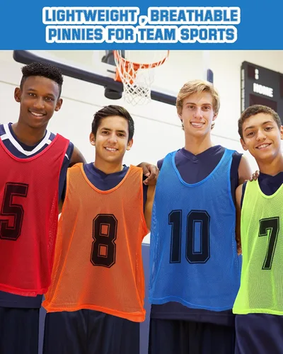 Miniatura 7 de Suhine 48 Piezas Petos para Deportes Doble Fútbol Petos de Entrenamiento Chalecos de Scrimmage de Malla Baloncesto Equipo Práctica Camiseta