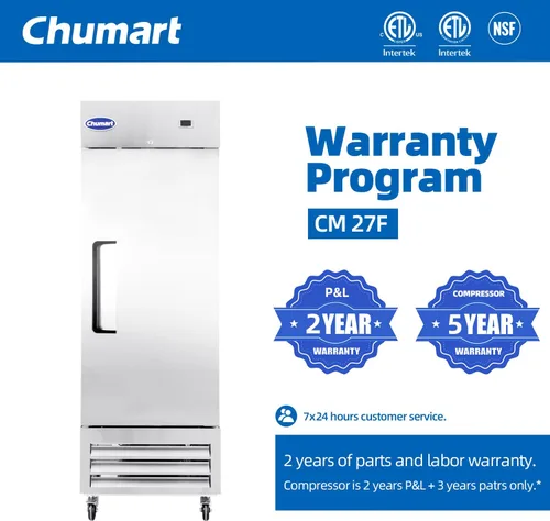 Miniatura 5 de Congelador Comercial de 27" con Puerta Sólida Individual, Congelador Vertical de Acero Inoxidable de 23 Pies Cúbicos con Enfriamiento por