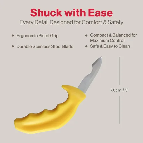Miniatura 5 de Swissmar Shucker Paddy Malpeque - Cuchillo de shucking de ostras – Herramienta ergonómica de doble eje para triturar ostras con hoja de acero
